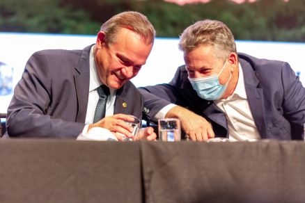 O senador Wellington Fagundes e o governador Mauro Mendes