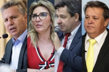 Os candidatos: Mauro Mendes, Mrcia Pinheiro, Pastor Marcos e Moises Franz