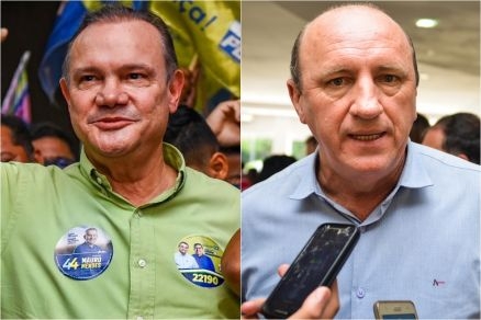O senador Wellington Fagundes (PL) e seu adversrio Neri Geller (PP)