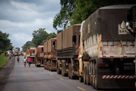 Bloqueio de caminhoneiros atrapalha abastecimento de alimentos em MT