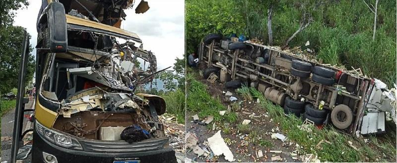 O motorista de uma carreta, que possivelmente perdeu o controle da direo e invadiu a pista contrria, colidiu frontalmente com um nibus de viagem, deixando pelo menos oito mortos, neste domingo (05.03), na BR-174, prximo ao Distrito de Caramujo,