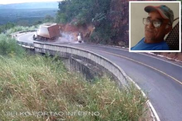 Momento em que Daniel Francisco Sales (detalhe) cai em precip�cio