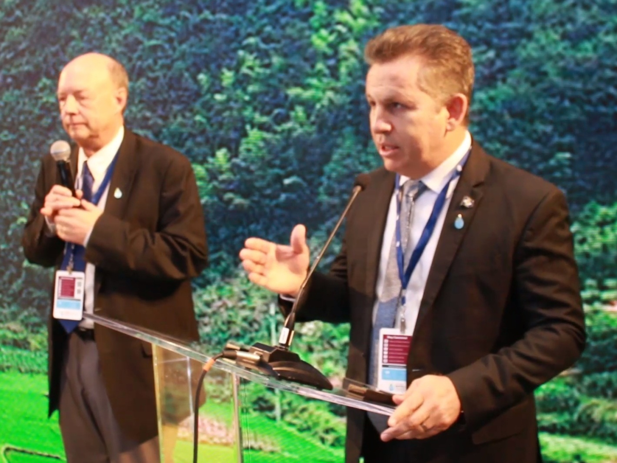 O governador Mauro Mendes durante a palestra Crdito - Cairo Lustoza/Aprofir