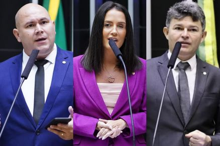 Os deputados Abilio Junior, Amlia Barros e Jos Medeiros, contrrios ao projeto