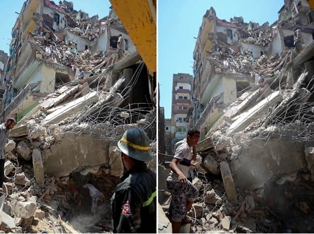 Prdio desaba em Alexandria, Egito, e deixa mortos e feridos