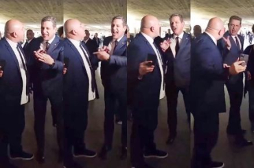 Momento em que Ablio Brunini e Rogrio Carvalho discutem no Senado