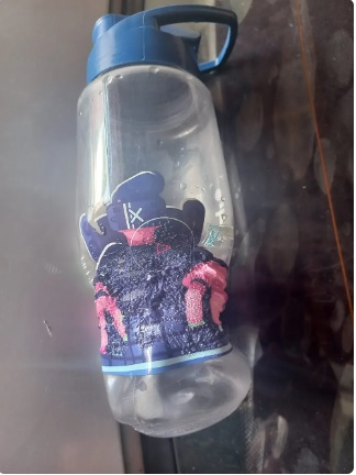 A fisioterapeuta Gahia Borelli se surpreendeu nessa quinta-feira (21) ao encontrar sua garrafa de gua derretida dentro do carro  Foto: Gahia Borelli