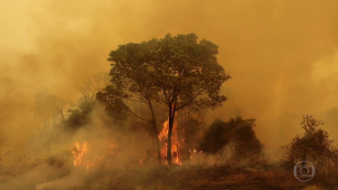Um incndio ameaa o complexo turstico de cavernas Aroe Jari, em Chapada dos Guimares. Bombeiros esto local