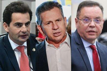 O chefe da Casa Civil, Fbio Garcia; o governador Mauro Mendes; o deputado Eduardo Botelho: embate no Unio