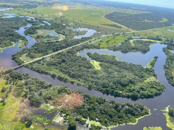 Rio Bento Gomes, no Pantanal de MT: previso de inundao no  das melhores