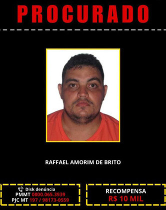 Odenil Alves Pedroso matou um sargento da PM, em Cuiab, e encontra-se foragido. Governo oferece recompensa