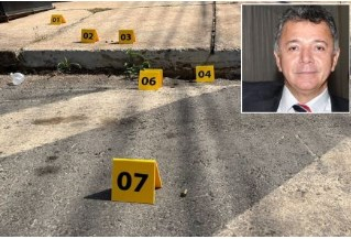 Local onde Renato Nery (em detalhe) foi assassinado em Cuiab