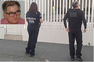 Policiais que atuaram na operao e o ex-vereador Gonalo Ferreira de Almeida (detalhe)