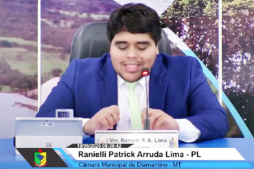 Vereador Ranielli Lima (PL), presidente da C�mara Municipal de Diamantino