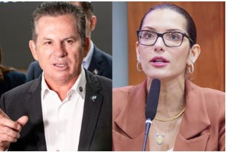 O governador Mauro Mendes e deputada estadual Janaina RIva lideram pesquisa ao Senado