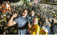 Aps resultado das urnas, em outubro de 2024, Ablio Brunini festeja com aliados e militantes, em Cuiab