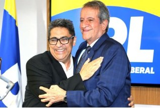 O presidente do PL de Mato Grosso, Ananias Filho, e o presidente do PL nacional, Valdemar Costa Neto