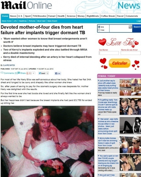 Kerry queria ter curvas e seios fartos, mas foi v�tima de problemas com silicone