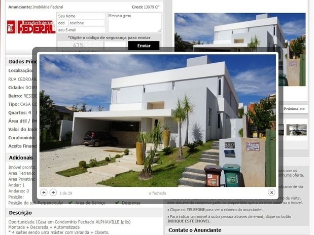 A casa que pertenceu ao governador Marconi Perillo foi colocada  venda por R$ 2,5 milhes em uma imobiliria