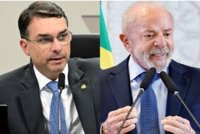O senador Flávio Bolsonaro e o presidente Lula: disputa a presidência