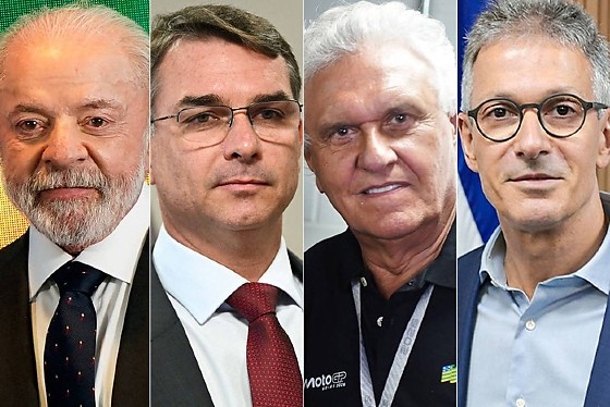Os pr�-candidatos � Presid�ncia Lula, Fl�vio Bolsonaro, Ronaldo Caiado e Romeu Zema