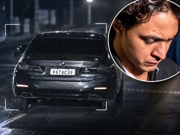 BMW flagrado pelas câmeras a 177km/h. No destaque o motorista Hercílio Junior Freitas Cordeiro