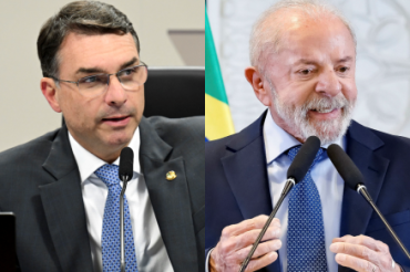 O senador Fl�vio Bolsonaro, que lidera ante o presidente Lula