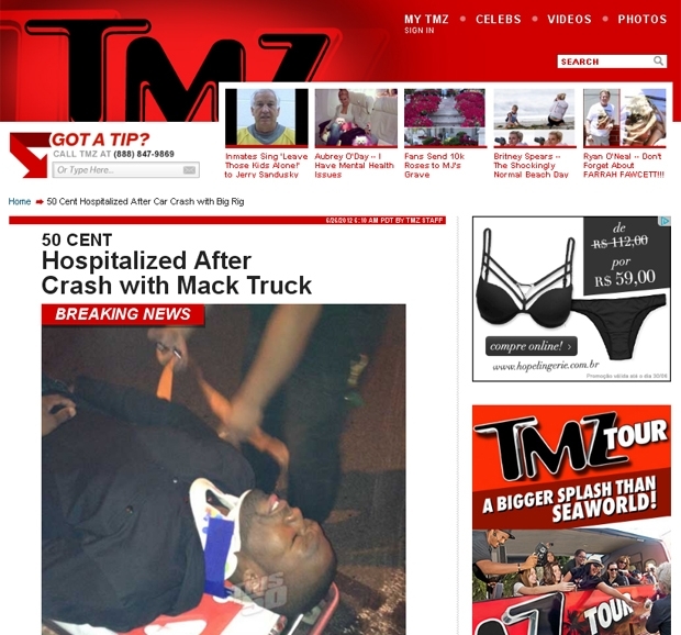 50cent sofre acidente