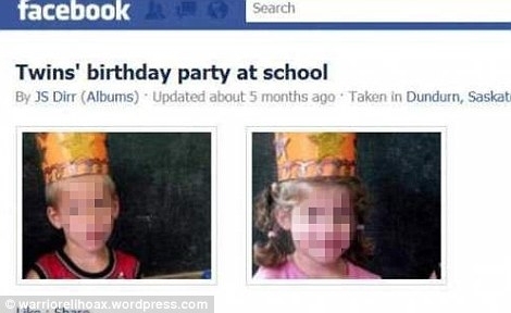 Post falso com imagens dos gmeos em seu aniversrio.