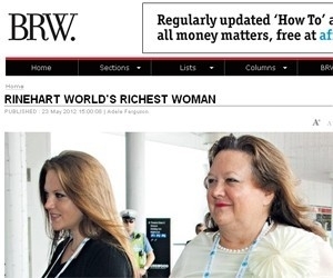 Gina Rinehart (direita), herdeira da empresa de minera��o Hancock 