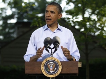 O presidente Barack Obama discursa no encerramento da reunio do G8, em Camp David, no Estado de Maryland