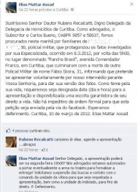 Advogado Elias Mattar Assad e delegado Rubens Recalcatti acertaram apresenta��o de suspeito pela internet