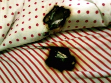 Celular explodiu quando a bateria estava sendo carregada (Foto: C�lia Aparecida Queiroz Rodrigues/ VC no G1)