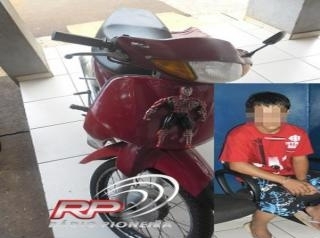 Biz foi furtada por adolescente de 15 anos. (Fotos: Roberto Weber/ Rdio Pioneira). 