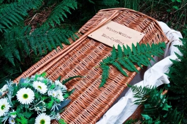 Caix�o biodegrad�vel vendido pela empresa Winter Willow � feito de madeira sustent�vel