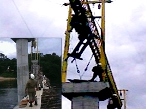 Homem ficou preso na ponte por quase duas horas.