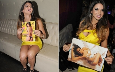 Graciella Carvalho, vice no Miss Bumbum, deixa calcinha  mostra ao lanar revista com ensaio sensual em So Paulo 