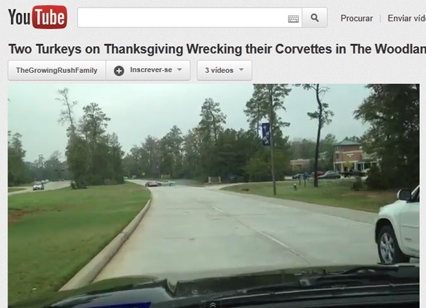 Vdeo postado no YouTube mostra o exato momento do choque entre os dois Corvettes que disputavam