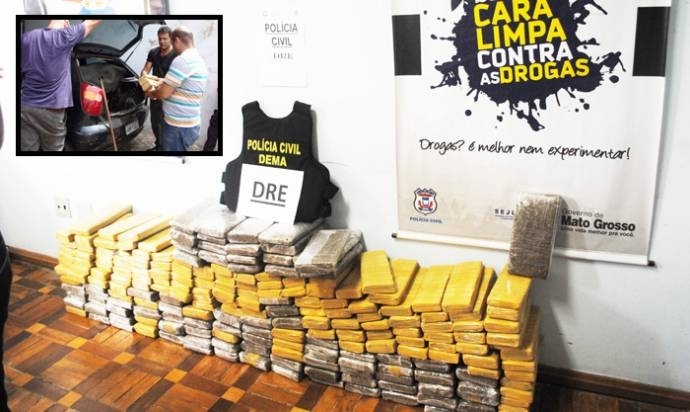 A maconha vinha do Paraguai e iria para bocas-de-fumo; apreenso foi em Chapada (destaque)