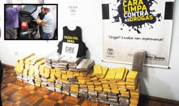 A maconha vinha do Paraguai e iria para bocas-de-fumo; apreens�o foi em Chapada (destaque) 