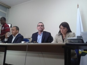 Rivaldo Barbosa e delegada Ellen Souto, durante entrevista coletiva na DH (Foto: Gabriel Barreira/G1)