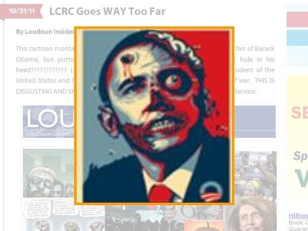 A foto polmica distribuda por republicanos da Virgnia traz o presidente Obama retratado como um zumbi e com um tiro n