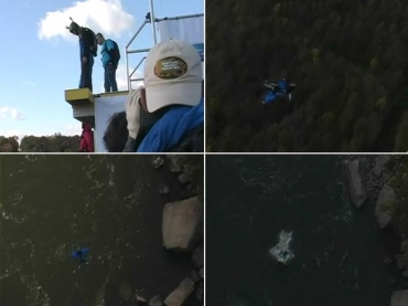 Christopher Brewer, de 27 anos, sobreviveu a um salto de base jump depois que se paraquedas n�o abriu.