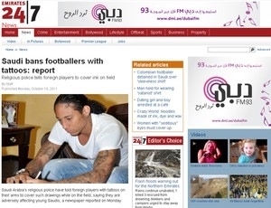 Pgina de noticirio rabe reproduz notcia da proibio no pas