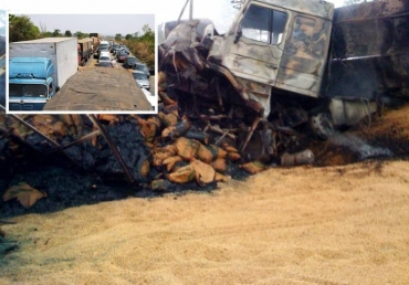 Uma carreta carregada com tinta pegou fogo; uma criana de 3 anos est desaparecida 