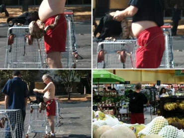 Homem chega a supermercado de Bras�lia com cobra na cintura, a guarda em uma mochila e vai �s compras