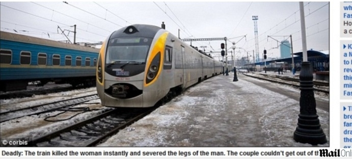 O trem que atingiu o casal matou a mulher na hora e decepou as duas pernas do homem, que foi hospitalizado