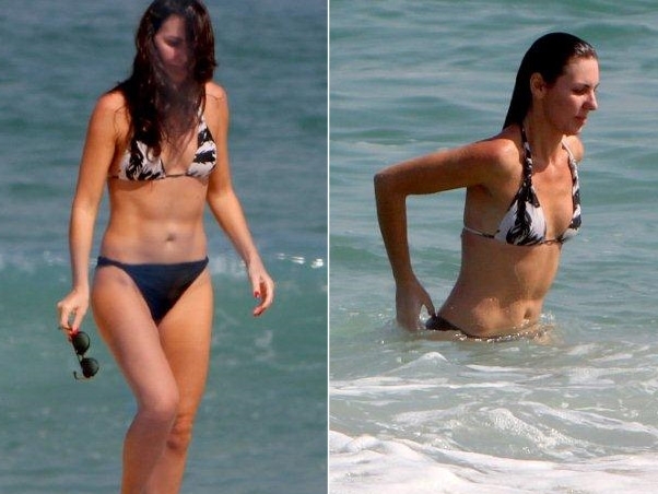 Glenda Koslowski se refrescou no mar