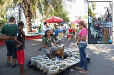 Na Pra�a Alencastro, um �ndio vende ra�zes; na Pra�a Ipiranga, ambulantes invadem a Rua 13 de Junho 