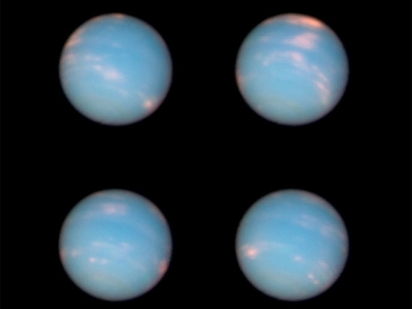 Netuno leva quase 165 anos para completar uma volta em torno do Sol; acima, imagens do planeta gasoso 